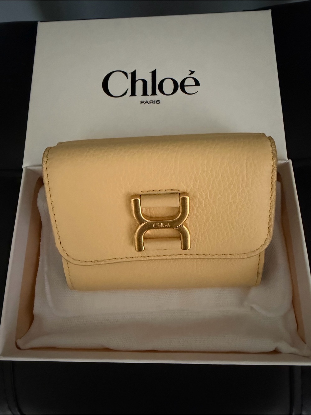 Chloé Soft Yellow Leather Mini Wallet with Gold Hardware